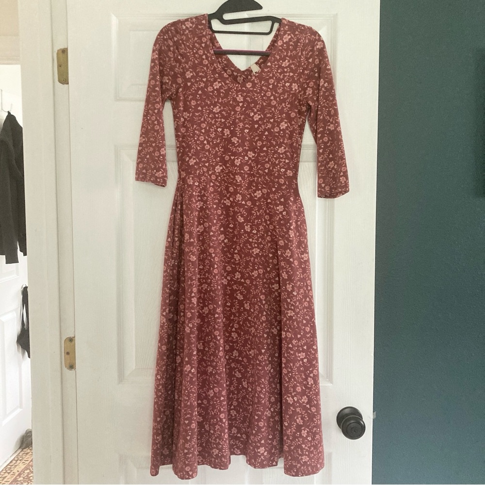 Pact Floral Fit & Flare Midi Party Dress XS